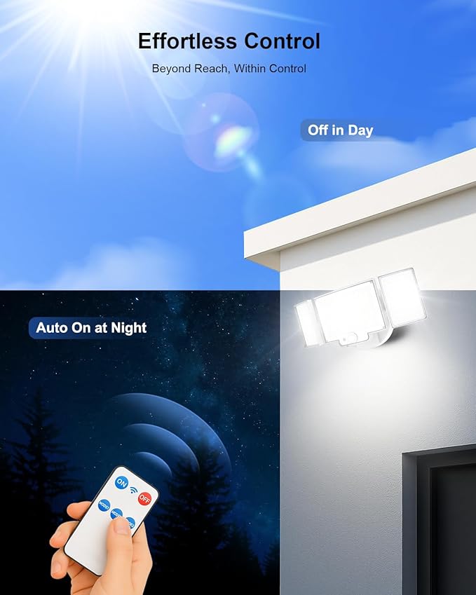 LED Security Lights Motion Sensor,188 LEDs 4200LM Dusk to Dawn Hardwired Flood Lights Outdoor with 3 Modes Remote Control,IP65 Waterproof Motion Sensor Lights, for Garage,Yard,Porch 1 Pack