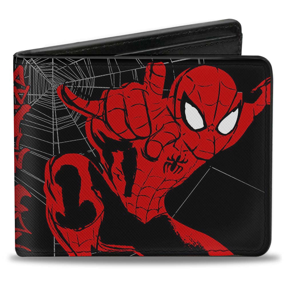 Buckle-Down mens Buckle-down Pu Bifold - Spider-man Grafitti Action Poses/Spiderweb Sketch Black/Gray/Red Wallet, Multicolor, 4.0 x 3.5 US