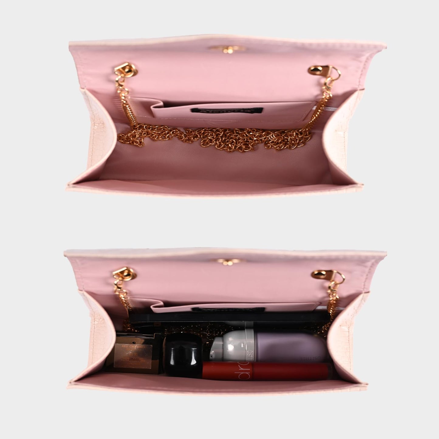 ALENYRIA Top Handle Evening Bag for Women Vegan Leather Envelope Clutch Purse Handbag Formal Wedding Prom Party (Faux Crocodile Skin Nude)