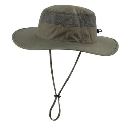 Home Prefer Men's Sun Hat UPF 50+ Wide Brim Bucket Hat Windproof Fishing Hats (Light Army Green)