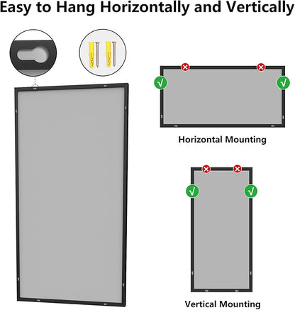 Bathroom Mirror 30x71 Black Bathroom Wall-Mounted Mirrors, Modern Vanity Mirror for Bedroom, Living Room, Aluminum Alloy Frame Allow to Hang Horizontally or Vertically
