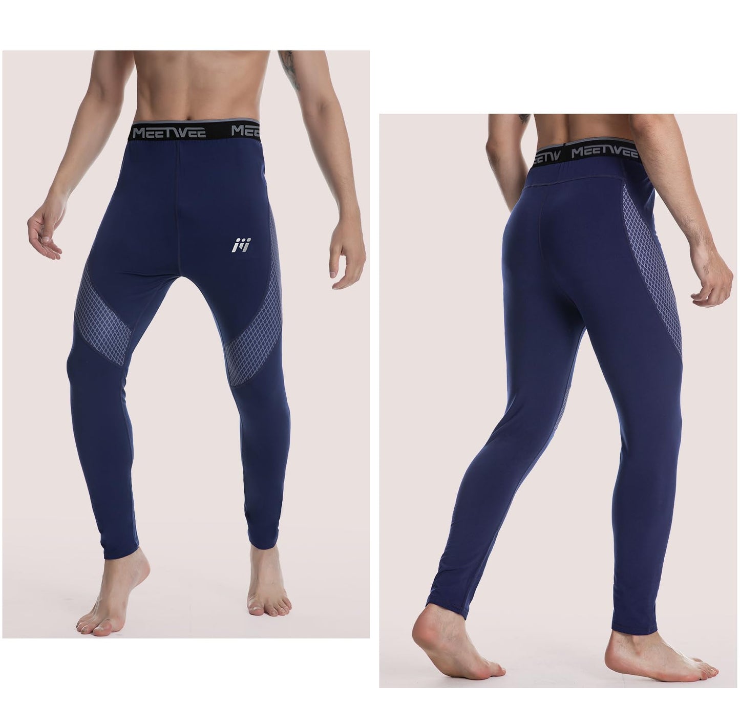 MEETWEE Men’s Thermal Underwear Long Johns, Thermal Leggings Warm Compression Tights Base Layer Bottom Sports Pants Trousers