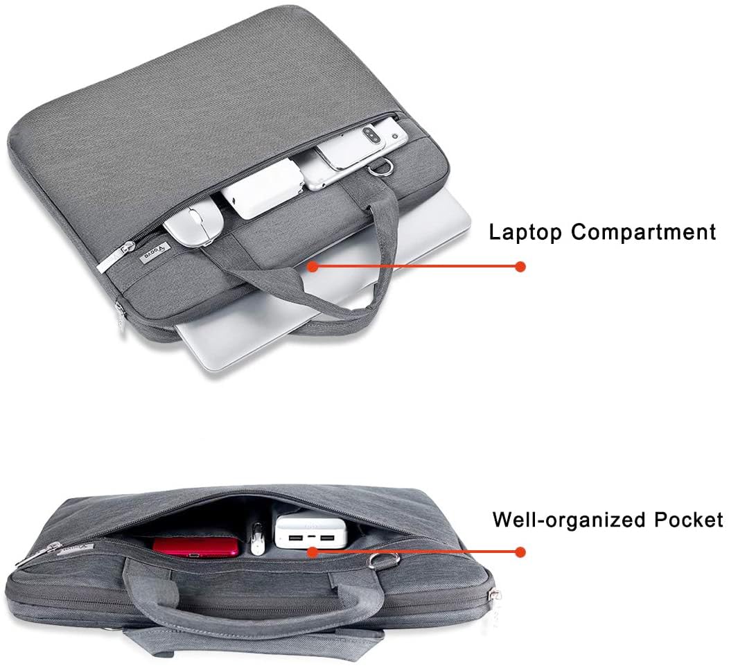 Voova Laptop Bag 15.6 Inch, 360° Protective Laptop Case Sleeve Compatible with MacBook Air 15 M2/M3/M4, MacBook Pro 15/16, 15-16” Lenovo Dell Hp, Waterproof Computer Bag Slim Briefcase, Grey