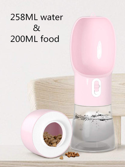 Misthis Outdoor Dog Water Bottle Dispenser - Leak Proof for Pets On The Go with Food Container Multifunctional Travel Dog Water Bottle (Pink)