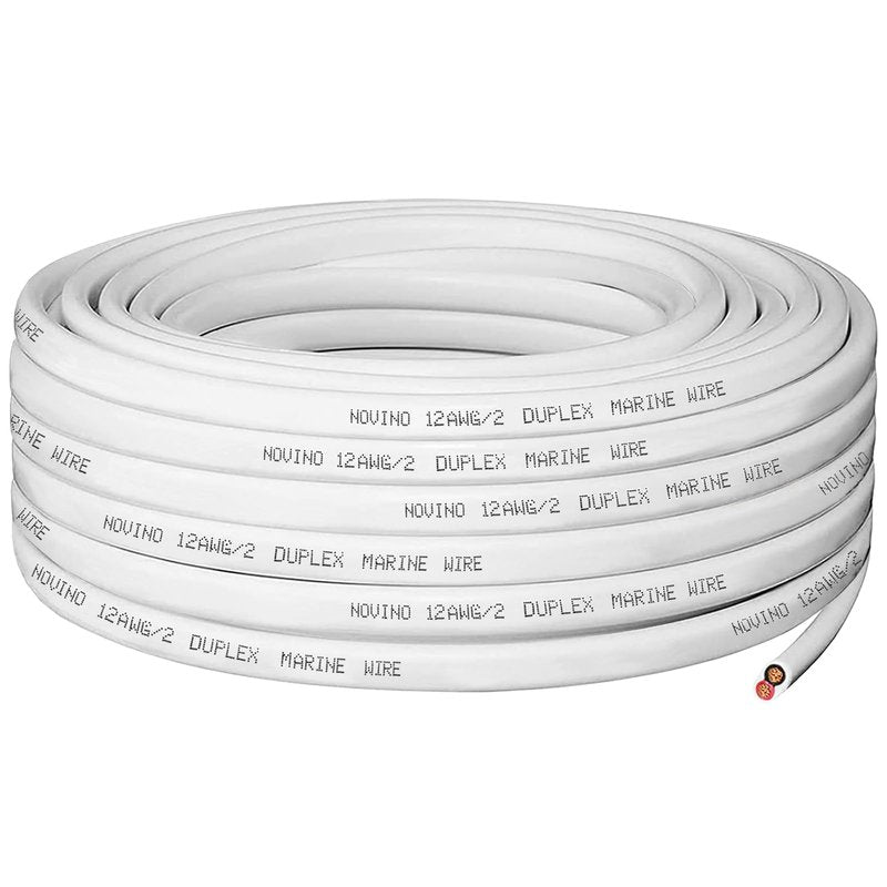 12 Gauge Marine Wire 12 AWG Duplex Marine Grade Wir,50ft Tinned Copper Boat Electrical Cable for Boat/Automotive/RV/Camper/Trailer Outdoor Use