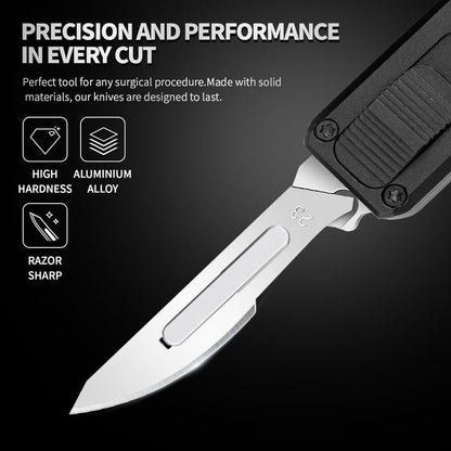 cckk Utility Knife, Aluminium Alloy Pocket Knife with Clip, Black Pocket Knife, EDC Razor Knife with 20PCS #23 Blades