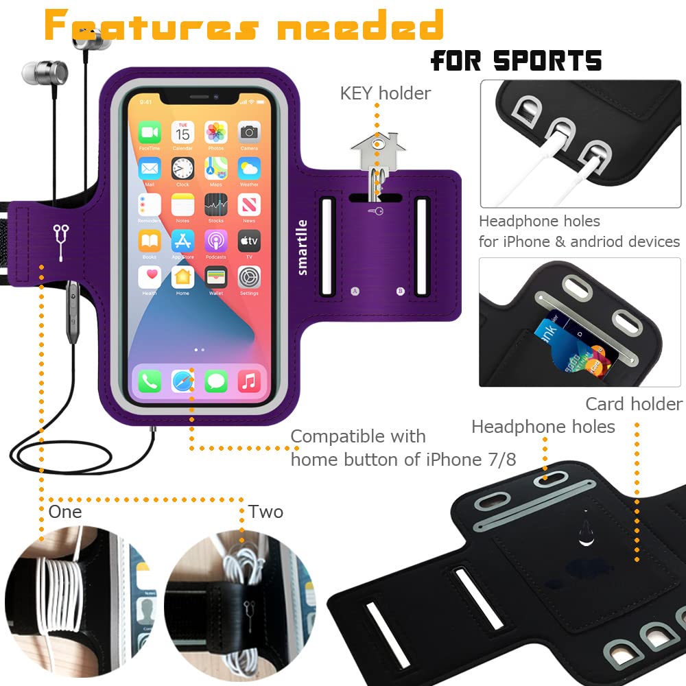 Arm Phone Holder for Running, Armband Cellphone for iPhone 15 14 13 12 11 Pro Max/XR/8 7 6s Plus, for Galaxy A/S/Note Up to 6.9’’, for Exercise Gym Fitness Sports Gear-Black