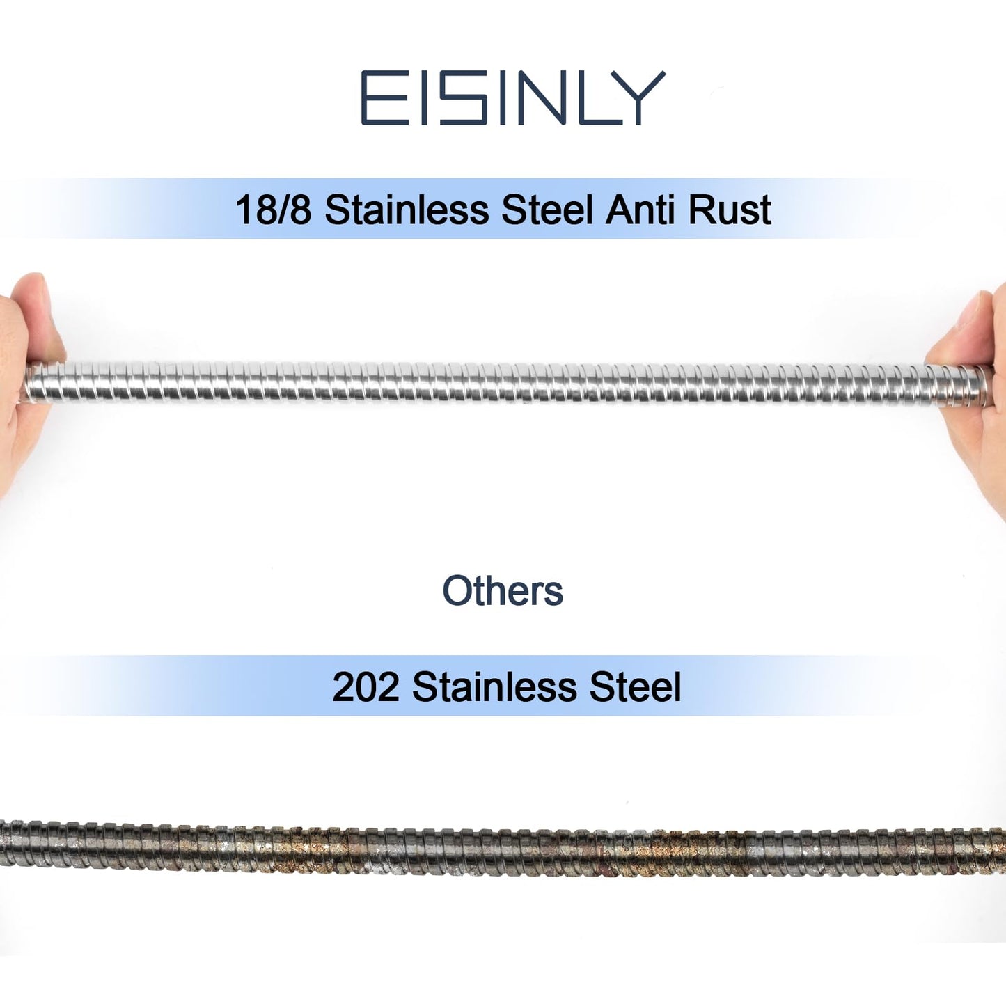 Eisinly Shower Hose, 79 Inches Extra Long Stainless Steel Handheld Shower Head Hose with Brass Insert and Nut, Flexible, Brushed Nickel
