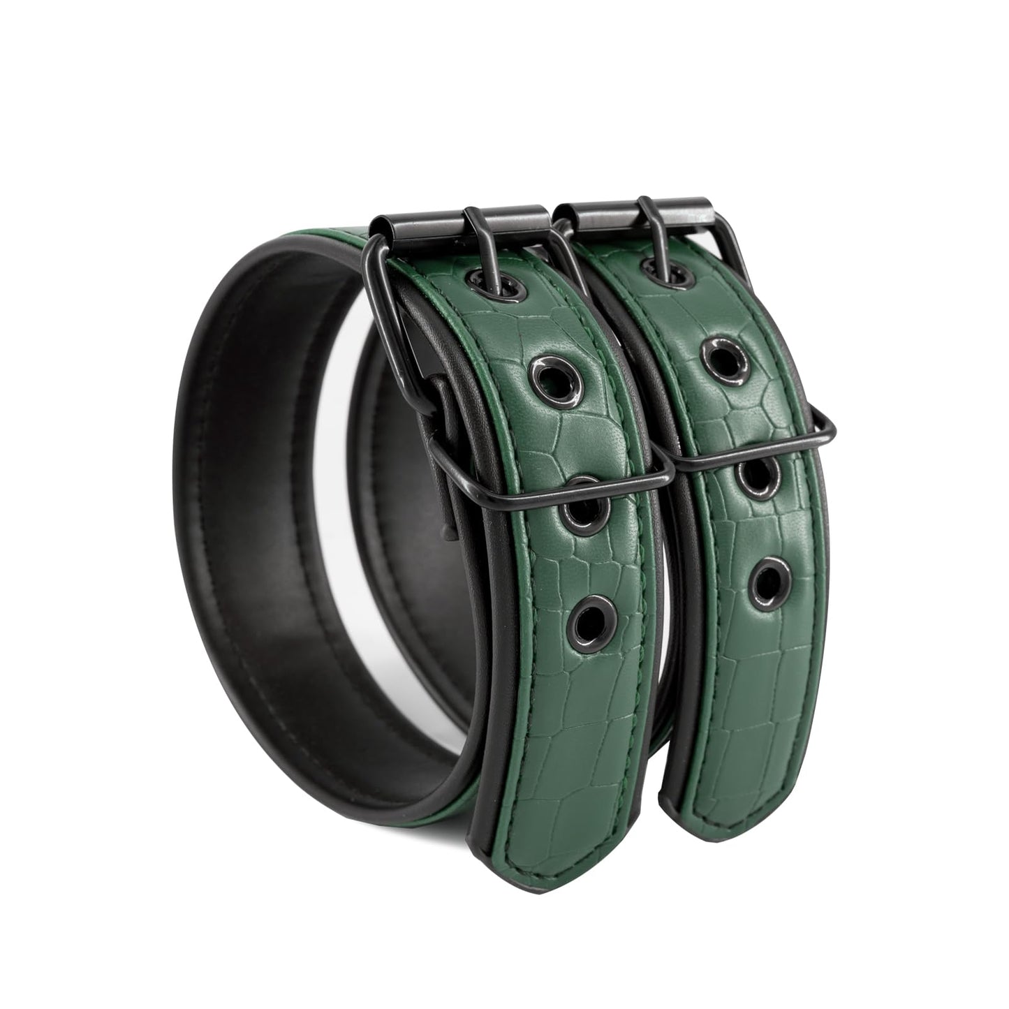 ZZRBVFH Men's PU Leather Armbands, 1 Pair Adjustable Buckle Bicep Straps for Harness Apparel Belt (Green)