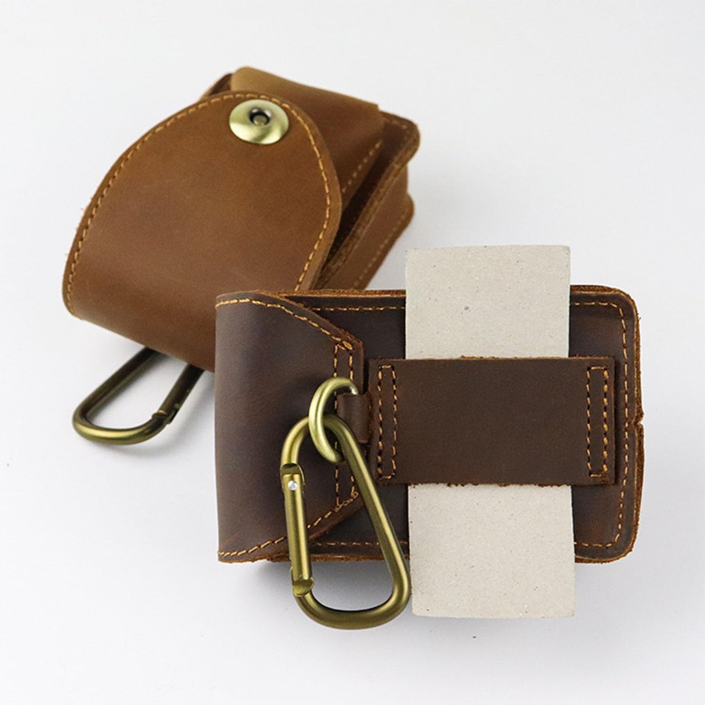 WJXFHTD Leather Cigarette Case, Metal Clasp Cigarette Case Leather Cigarette Case for Women Cigarette Case That Can Hold a Lighter (Coffee)