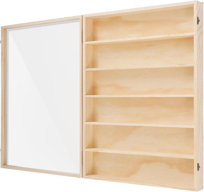 Wall Mounted Display Cabinet - 6 Tier Acrylic Door Showcase for Minifigures & Small Models | Space-Saving Design