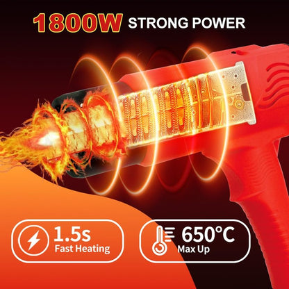 BILLION GOLD 3D Grip Heat Gun 1800W - 120℉ to 1200℉ Dual Temperature Hot Air Gun Kit with 4 Nozzles - Black Red Professional Heat Shrink Gun for Crafts, Shrink Wrap, Electronics Repair