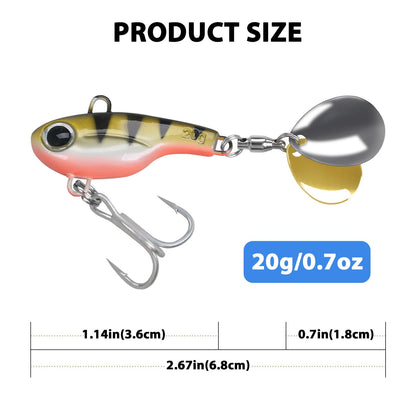 Spinner Baits for Bass Fishing, 20g Multi-Color Options with 3D Eyes & Rotating Blades Fishing Spinners, Freshwater Saltwater Bass Fishing Lures for Trout Walleye Crappie Pike