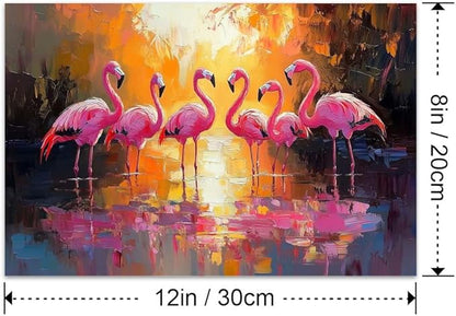 Yesad Flamingo Wall Art, Flamingo Canvas Wall Art Prints Tropical Pictures Poster Wall Décor for Living Room Bedroom Office Animal Lover Gift Home Decorations (Unframed,12”x8”, Flamingo)