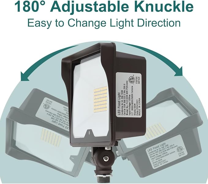 kadision 55W LED Flood Light with Dusk-to-Dawn Photocell, 3000K/4000K/5000K Selectable, 120V 6600lm IP65 Waterproof Knuckle Mount Outdoor Security Lights, ETL Listed, 4-Pack