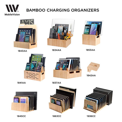 MobileVision Bamboo Device Organizer for Smartphones, Tablets and Laptops, 10 Slots