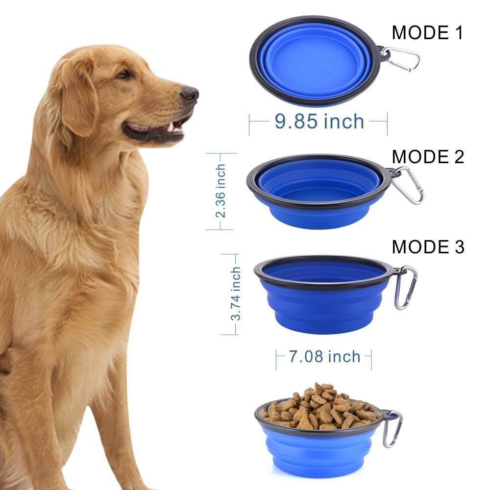 Extra Large Collapsible Dog Bowl, 3L XL Travel Dog Bowl, Foldable Travel Water Dish, 102oz X-Large Portable Collapsable Traveling Bowls with Carabiner for Dogs Walking, Hiking (Red)