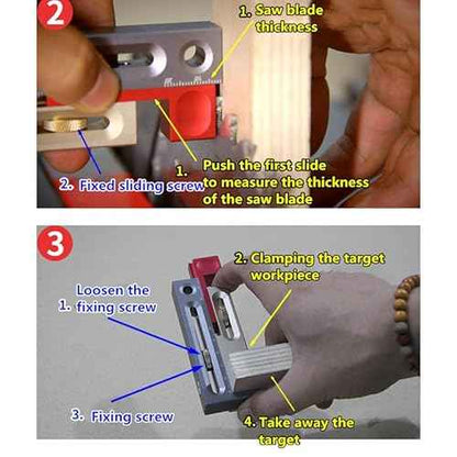 HONGDUI JF06 Kerfmaker Table Saw Slot Adjuster Mortise and Tenon Tool Woodworking Movable Measuring Block 100mm/4inch