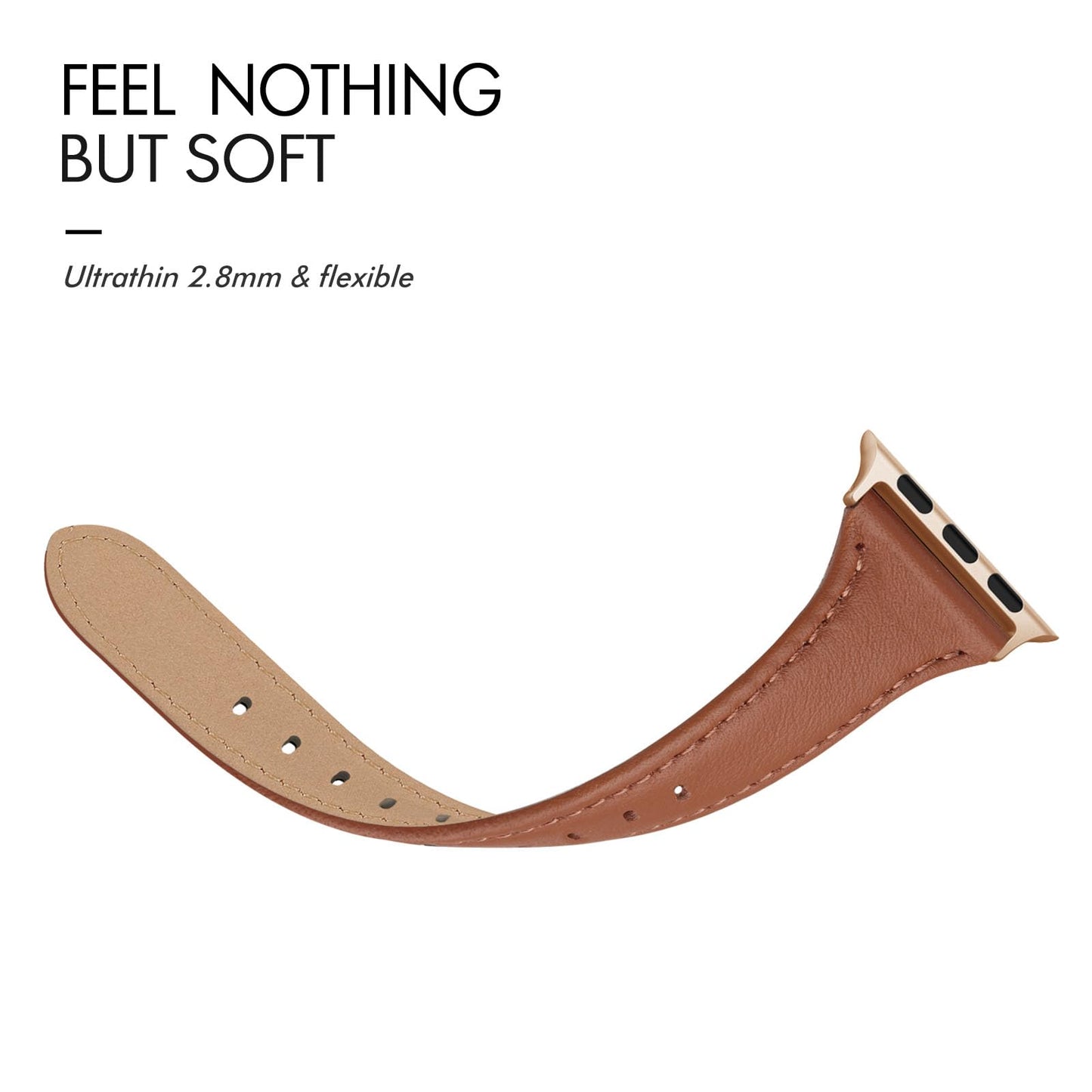 SWEES Slim Leather Band Compatible for Apple Watch 38mm 40mm 41mm 42mm Series 10, Slim Thin Elegant Top Grain Genuine Leather Strap Compatible for iWatch Series 10 9 8 7 6 5 4 3 2 1 SE Women