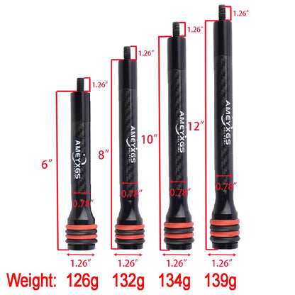 AMEYXGS 6/8/10/12 Inch Archery Bow Stabilizer Carbon Fiber Balance Bar Rod Side Rod Stabilizer Dampen Weight for Compound Bow Recurve Bow Accessory (Blue, 8 Inch)