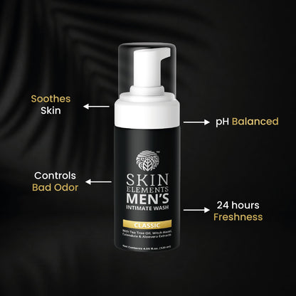 Skin Elements Men's Intimate Wash JUMBO Pack | with Refill | For 180 Days | 14.2 fl. oz | pH Balanced Hygiene Foaming Wash | Controls Bad Odor | Tea Tree Oil | Super Saver Pack |