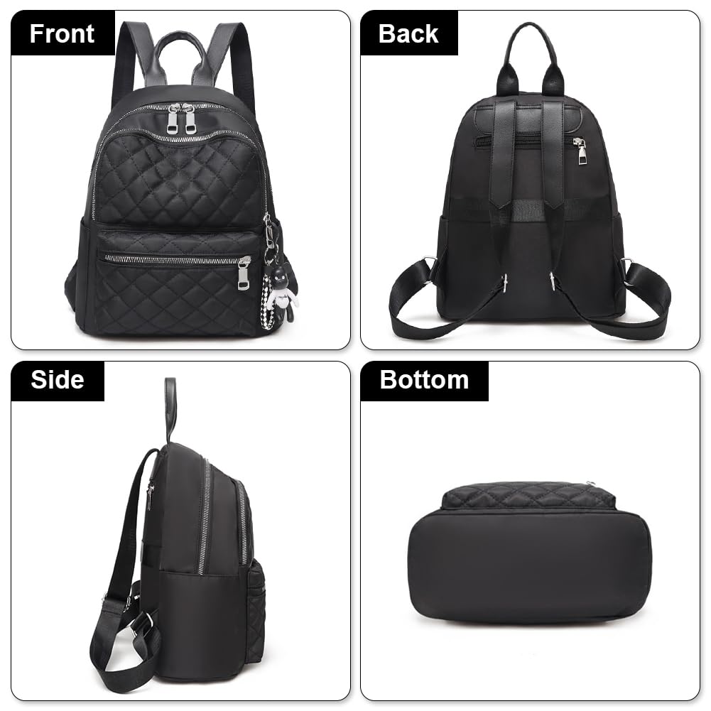 Aucuu Backpack for Women, Lightweight Nylon Casual Rucksack, Small Daypack School Bag, Quilted Trendy Backpack, Anti-Theft Travel backpack for Women