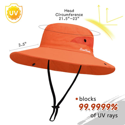 ZOORON Women's Ponytail Safari Sun Hat,Wide Brim UV Protection Outdoor Bucket Hat,Foldable Beach Summer Fishing Hat