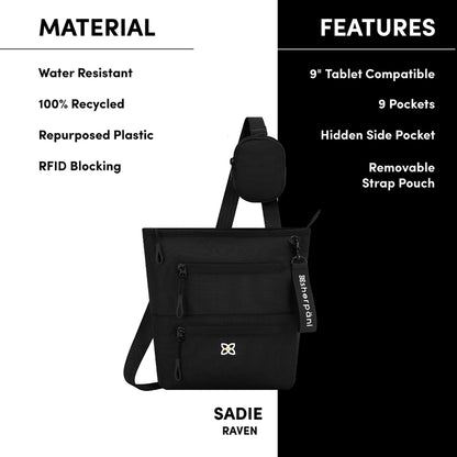 Sherpani Sadie, Nylon Crossbody Bag, Lightweight Shoulder Bag, Travel Cross Body, Crossbody Purse for Women, RFID Protection, Removable Coin Purse, Travel Gift (Chromatic Classic)
