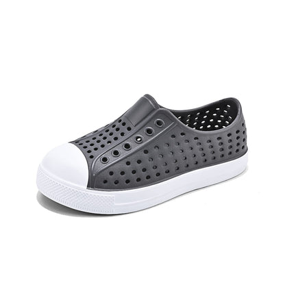 QLZ Toddler Kids Water Shoes for Boys Girls Garden Sandals Rubber Shoes Beach Sneakers, Slip-on Anti-Slip Lightweight Breathable Quick Dry Soft Flexible（Toddler/Little Kid/Big Kid） Dark Grey