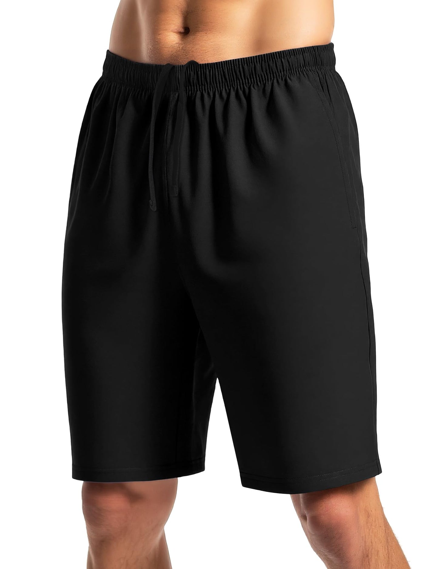 Naarts Men's Athletic Shorts 9'' Quick Dry Workout Running Shorts Lightweight Sports Gym Basketball Shorts with Pockets Black,Large