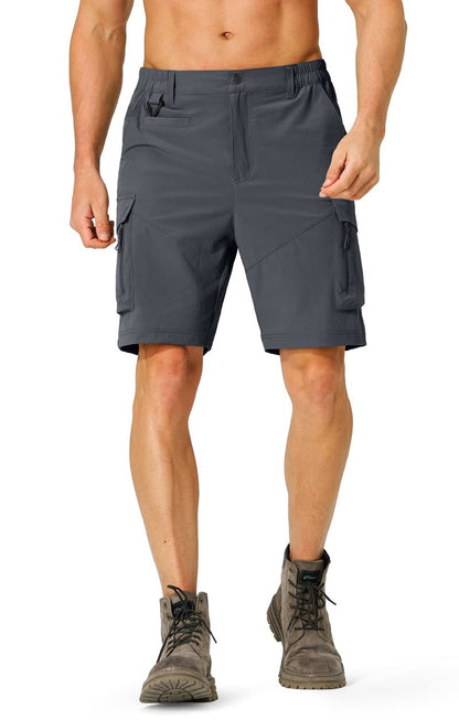 Hugut Men's Hiking Cargo Shorts Quick Dry Lightweight Travel Shorts with Multi Pockets for Fishing Camping Golf