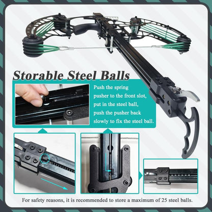 Runzkzy Ball Bearing Bow, Compound Bow Set That Shoots Steel Balls, Right Handed Hunting Bows for Adults, Composite Pulley Bow with Continuous Shooting
