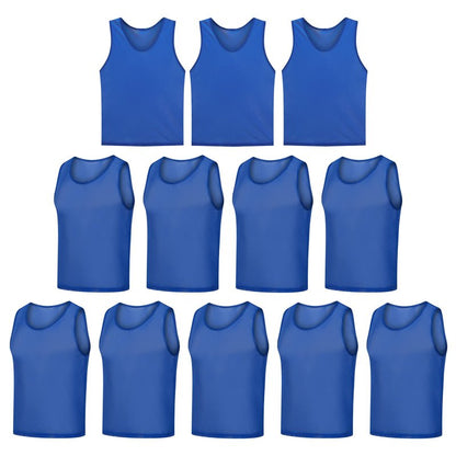 LTHYTY 12 Pack Scrimmage Vest/Team Training Jerseys/Sports Pinnies/Practice Jerseys/Soccer Bibs with Carry Bag (as1, Alpha, s, Regular, Regular, Dark Blue)