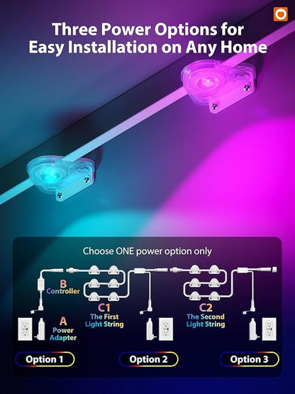 addlon 100FT Permanent Outdoor Lights, Smart RGB+IC LED Lights for House & Outdoor Decor, App & Remote Control, DIY Scene Modes, IP67 Waterproof for Christmas, Holiday, Party, Halloween Decorations