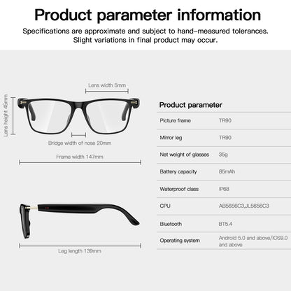 Bluetooth Audio Smart Glasses, Blue Light Glasses for Women Men, Remote Shooting, Open Ear Sound Mic & Speakers, Magnetic Charging, Color-Changing Polarized Sunglasses Lenses, Voice Assistant（GS06S)