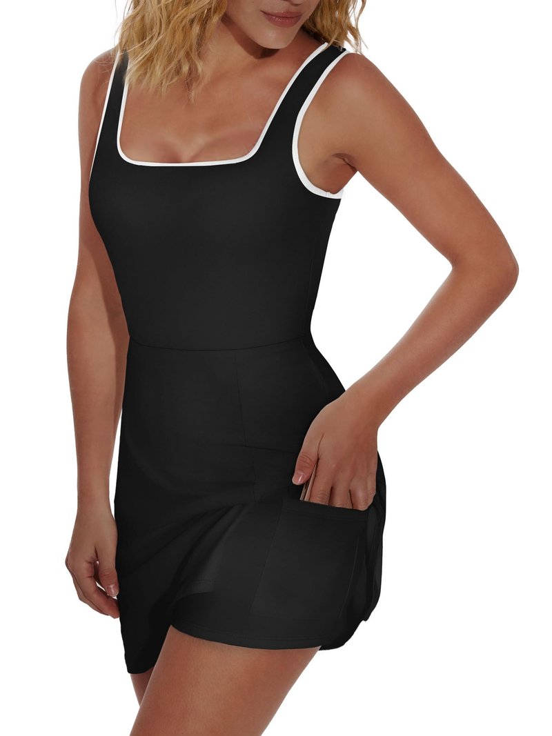 OFEEFAN Womens Athletic Dress Tennis Golf Bodycon Workout Active Skort Summer Clothes Casual Graduation Concert Date Spring OutfitsWhite Trim M