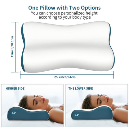 Cervical Neck Pillow for Pain Relief, Contour Memory Foam Pillows for Sleeping, Ergonomic Pillow Orthopedic Cooling Pillow Bed Pillow Neck Support for Side Back Stomach Sleepers