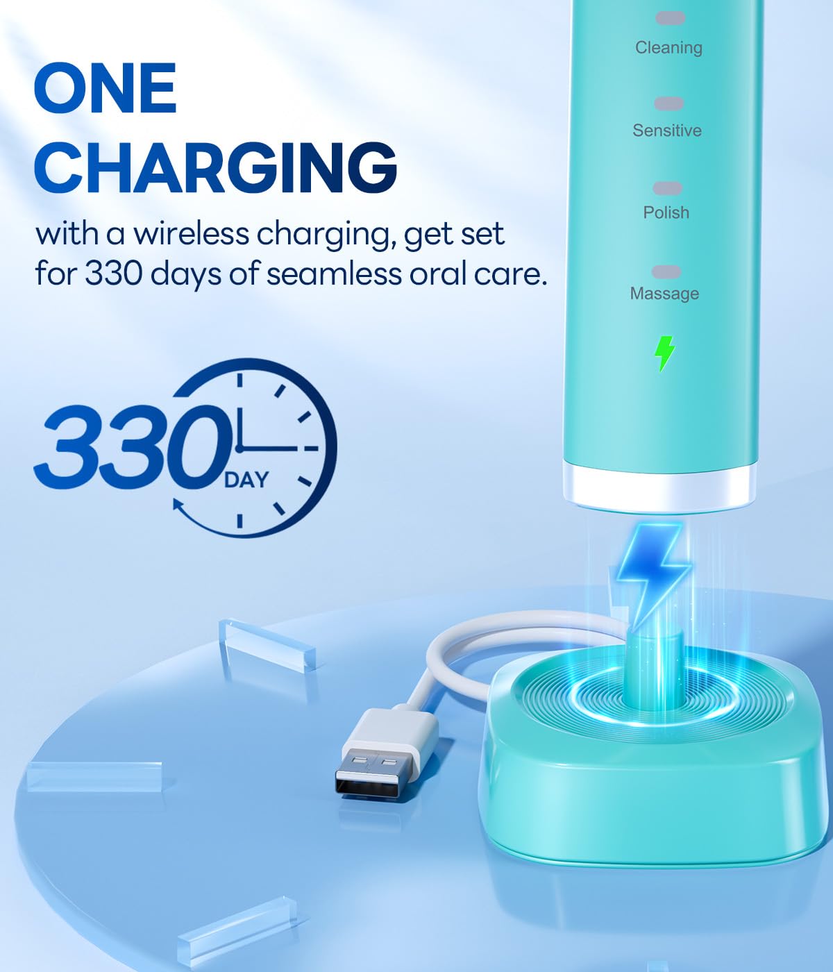 Bymore Electric Toothbrush for Adults,Travel Sonic Toothbrush with 8 Replacement Heads, Ultra Clean Rechargeable Toothbrush Portable One Charge for 330days 5 Modes 2mins Timer-Black