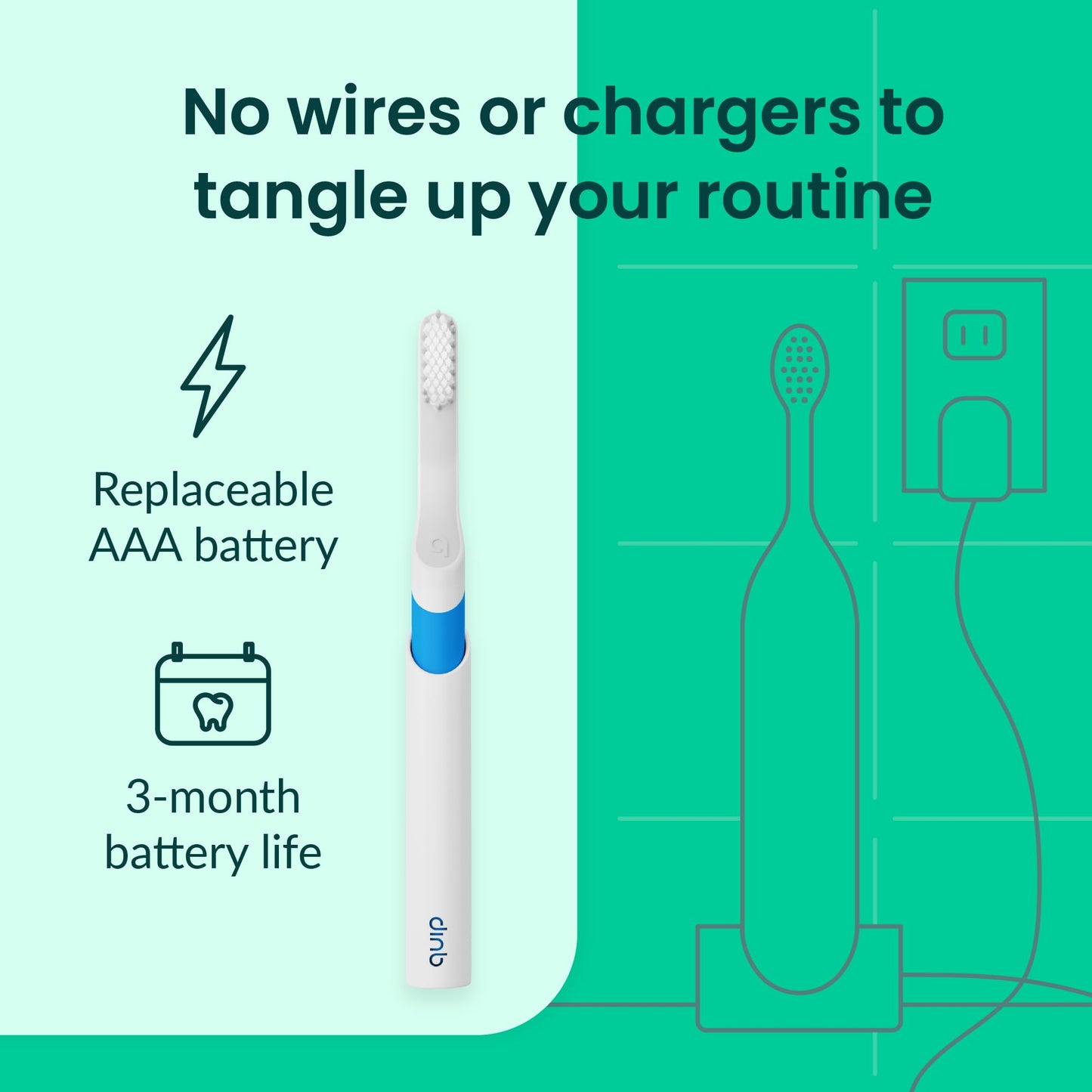 Quip Sonic Electric Toothbrush for Adults - Time Travel & Soft Bristles with Travel Case & Replacement Brush Head - 3 Month Battery Life, Plastic Handle - Magenta