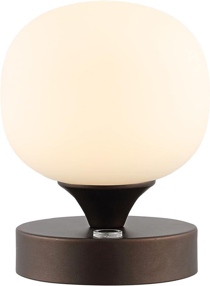 JONATHAN Y JYL7112A Owen 6.13" Bohemian Farmhouse Iron Rechargeable Integrated LED Table Lamp Contemporary Bedside Desk Lamp for Bedroom Living Room Office, Oil Rubbed Bronze/White