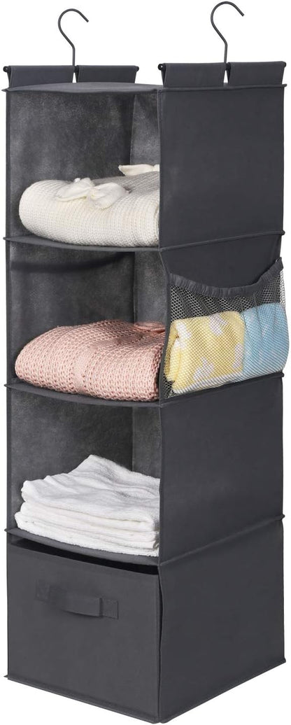 MAX Houser 4-Shelf Hanging Closet Organizer, Space Saver, Cloth Hanging Shelves