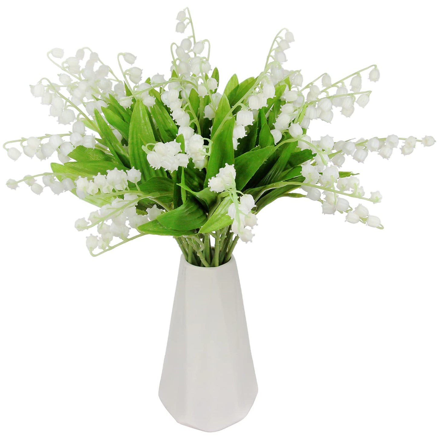 Tinsow 20 Pcs Artificial Lily of The Valley Faux Flowers Bell Orchid Wedding Bouquet, May Flower for Home Garden Wedding Party (20)