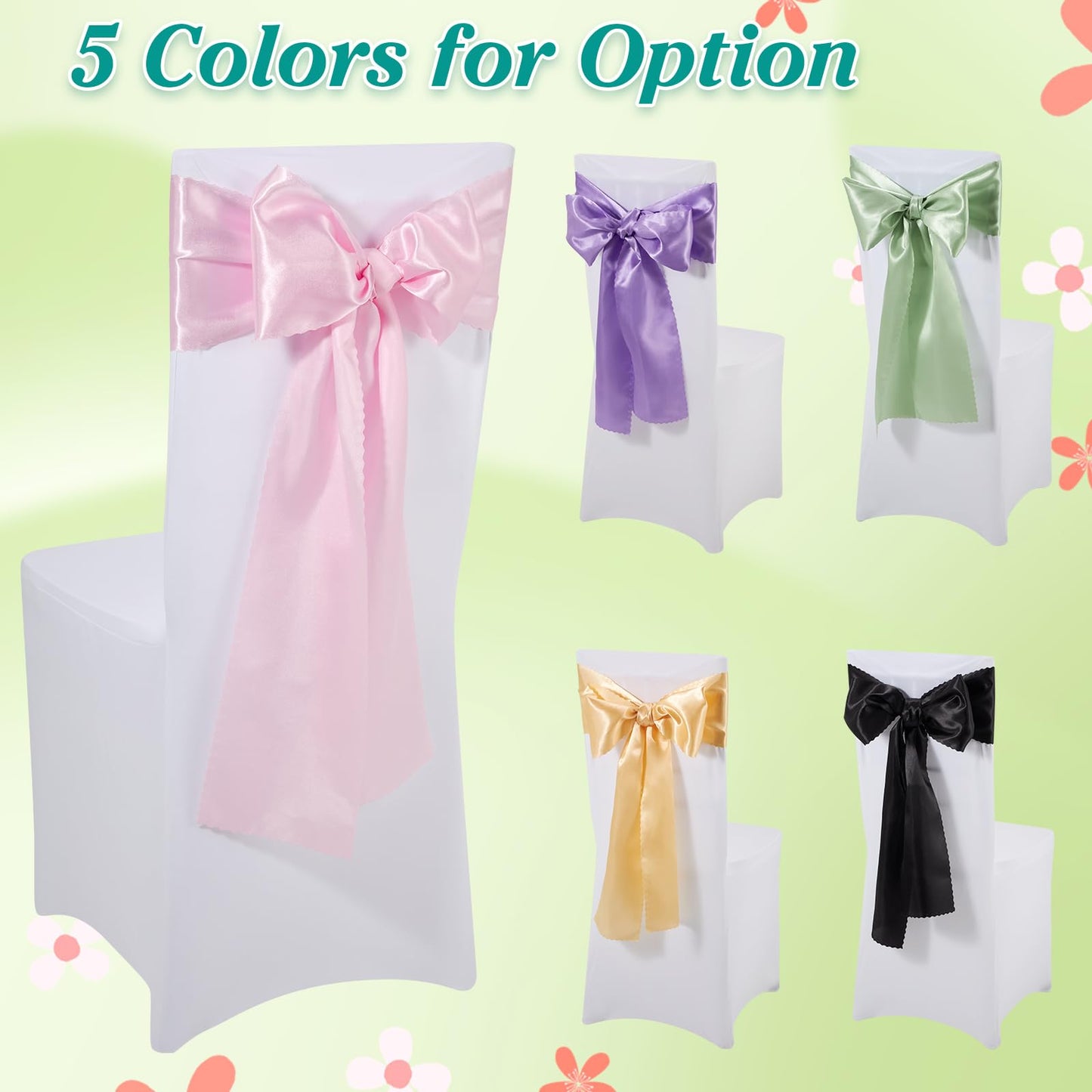 Pack of 60 Pink Satin Chair Sashes Bows Ties Upgraded 7 X 108 Inch Chairs Ribbons for Festive Hotel Wedding Ceremony Halloween Victorian Xmas Holiday Thanksgiving Party Banquet Event Decoration