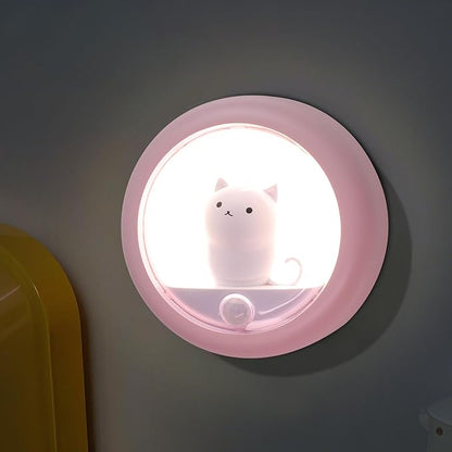 Attivolife Cat Motion Sensor Night Light, Magnetic Rechargeable Locker Wall Lamp with Dimmable, Portable Warm White LED Bedroom Light, Cute Decor for Girl Bathroom Hallway Stair Kitchen Wardrobe