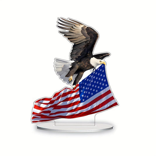 4th of July Decor Eagle Desk Ornaments 2D Acrylic Desktop Ornament Independence Day DIY Crafts USA Flag Designs Decoration Gift Flat Ornament for Fourth of July Party Home Living Room Desktop Decor