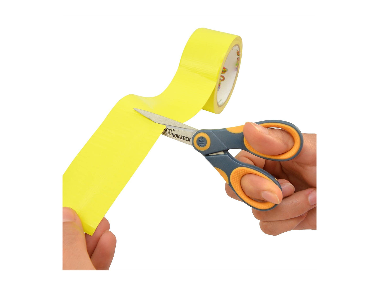 Westcott ‎14881 5-Inch Non-Stick Titanium Scissors For Office and Home, Yellow/Gray