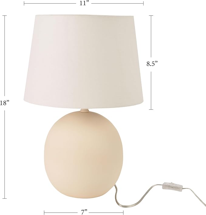 Nourison Home 18" Off-White Round Metal Table Lamp for Bedroom, Living Room, Dining, Entryway