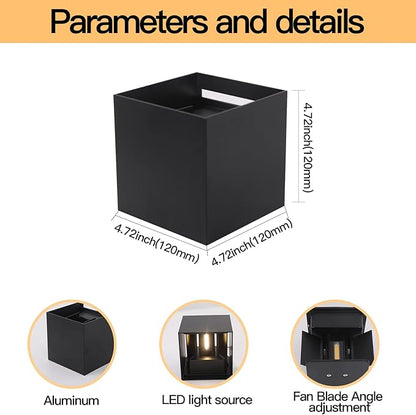 Outdoor Wall Lights Exterior Wall Sconce,ETL Listed Up and Down Lights Outdoor Porch Light,20W 6500K Modern Wall Sconce,4.72-inch Indoor Sconces Wall Lighting for Entryways,Hallways(Black-1 Pack)