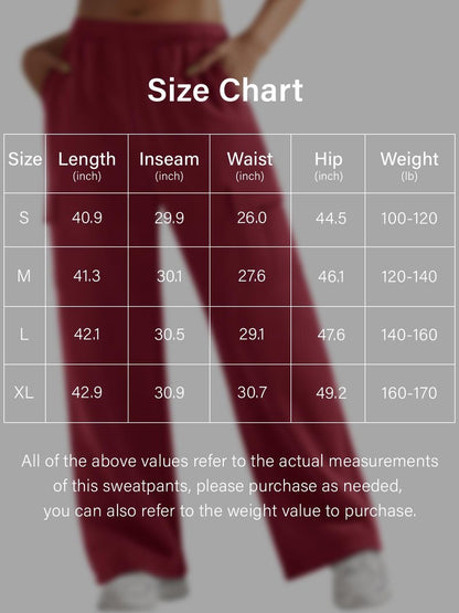 YEOREO Sweatpants Womens Cargo Pants Fleece Lined Wide Leg Joggers Baggy Drawstring Nairi Sweat Pants with Pockets Ancora Red M