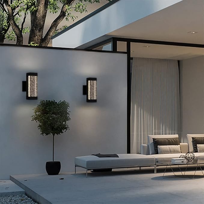 Cerdeco Modern Crystal Bubble Outdoor Wall Light, Matte Black Painted, 12 W 3000 K Warm White Up Down Light Fixture